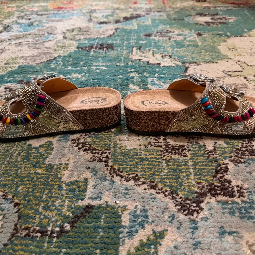 Atalina shimmer sequin sandal size 6 worn once